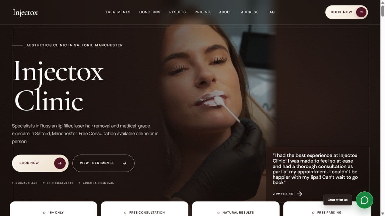 Injectox Clinic homepage walkthrough