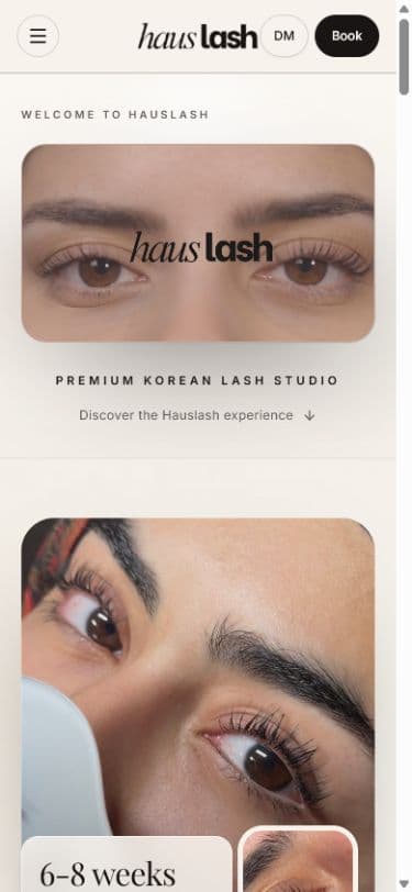 HausLash homepage website screen